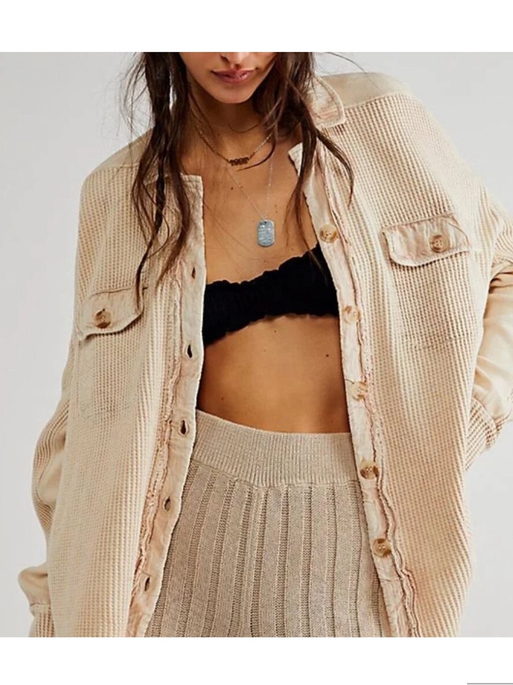 Free People thermal waffle knit scout jacket